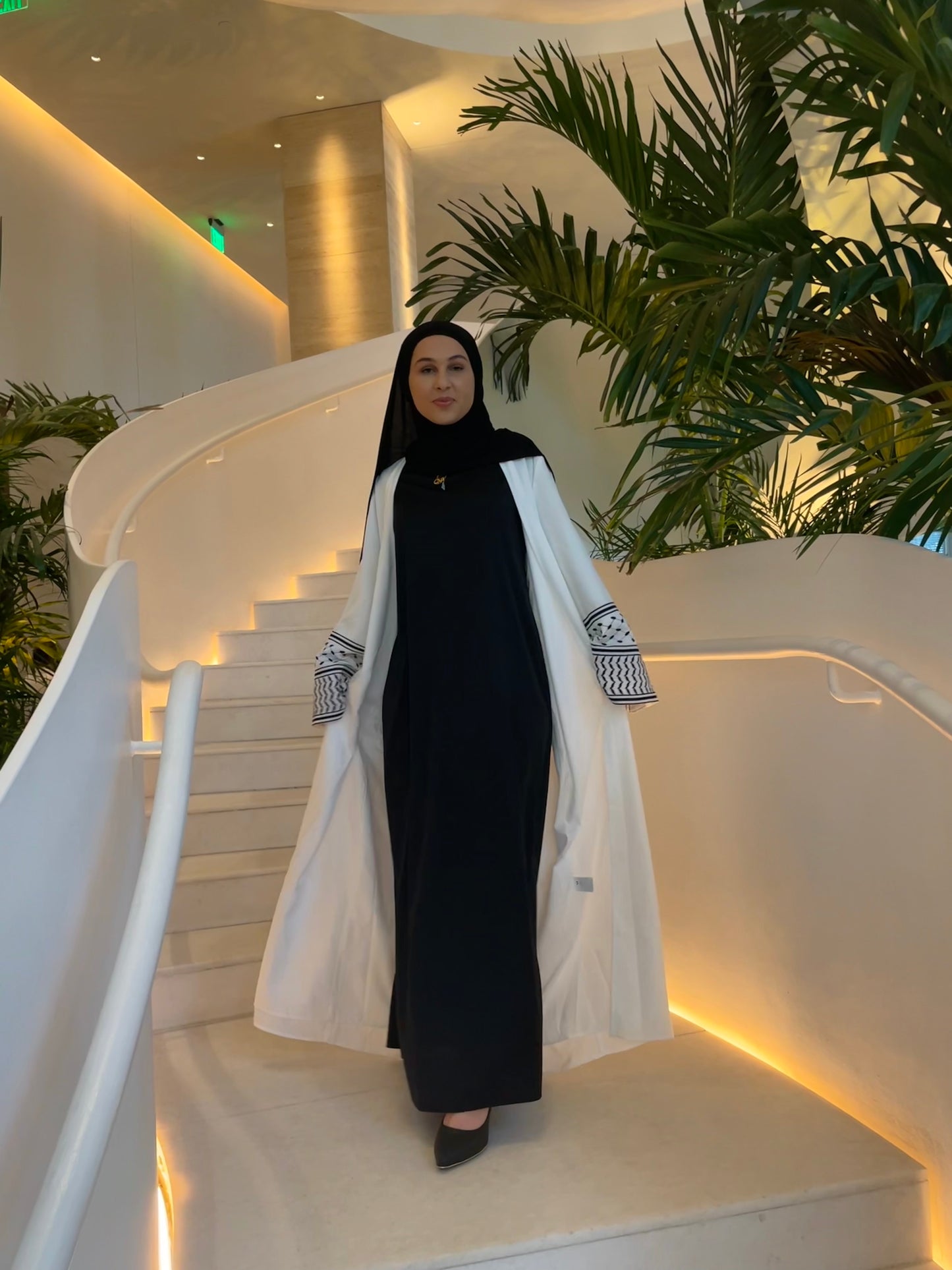 White Keffiyeh Abaya