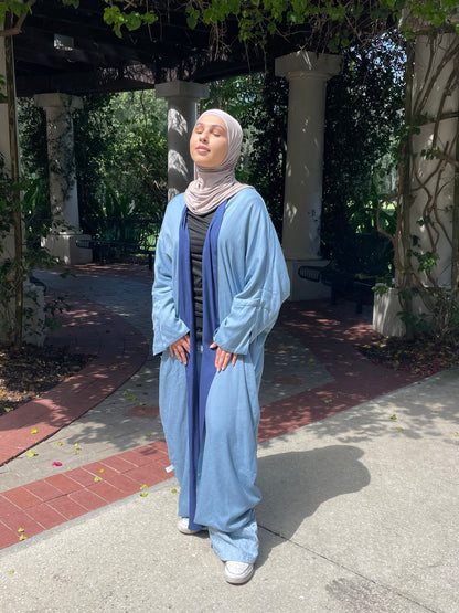 Blue reversible abaya